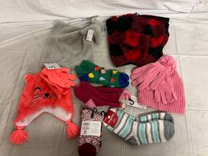Socks, Hats, Scarf, and Childrens Blanket