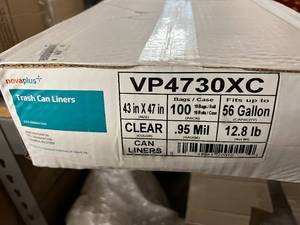 10 Rolls of Novaplus Trash Can Liners - 56 Gallons - Clear