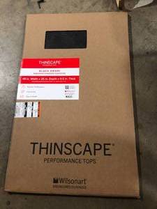 THINSCAPE 4 ft. L x 25 in. D Engineered Composite Countertop in Black Amani with Satin Finish Customer Returns See Pictures
