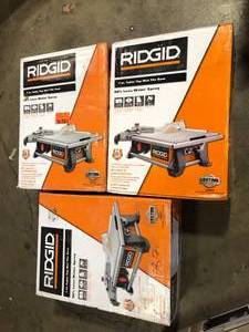 Lot of 3 Ridgid 7 in Table Top wet tile saws customer returns see pictures