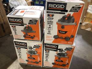 Pallets with Assorted Rigid Shop Vacuums various models and conditions Costumer returns