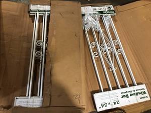 Lot of 2 Grisham 24 in. x 54 in. Spear Point 5-Bar Security Bar Window Guard, White Customer Returns See Pictures