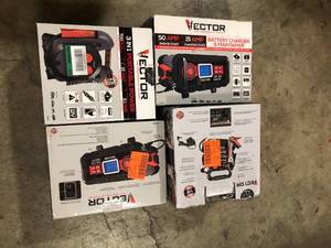 Lot of Vector charger, Jumpers and more Costumer returns See Pics