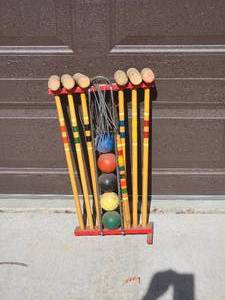 lot 139 image: Vintage Wooden Croquet Set