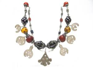 lot 16 image: Old Vintage Beaded Tribal Necklace wEarly Antique Trade Beads