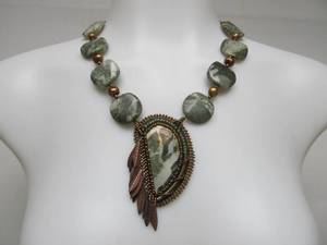 lot 55 image: Genuine Jasper & Copper Pendant Necklace