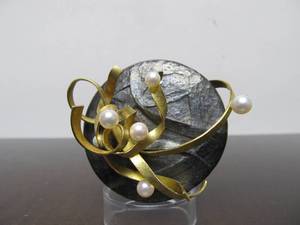 lot 61 image: Exceptional Quality Hammered & Oxidized Sterling Silver wRibbons of 18K Gold & Pearls