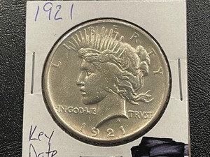 lot 2 image: 1921 Peace Dollar High Relief Key Date Only 1,006,473 Minted