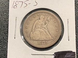 lot 11 image: 1875-S Liberty Seated Twenty Cents Silver Only 1,155,000 Minted