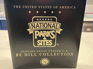lot 17 image: National Parks $2 Dollar Bill and Quarter Collection