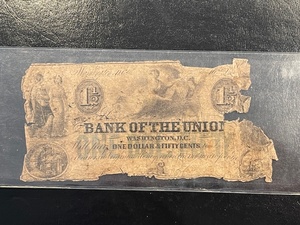 lot 20 image: 1851 Bank of the Union $1.50 Bill