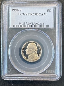 lot 42 image: 1982-S Jefferson Nickel Proof PCGS PR69 Deep Cameo