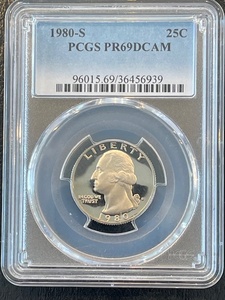lot 44 image: 1980-S Washington Quarter Proof PCGS PR69 Deep Cameo