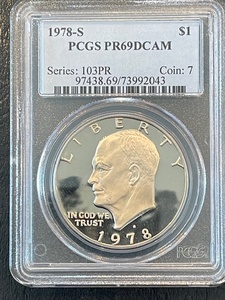 lot 49 image: 1978-S Eisenhower Dollar Proof PCGS PR69 Deep Cameo