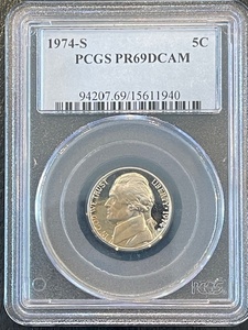 lot 50 image: 1974-S Jefferson Nickel Proof PCGS PR69 Deep Cameo