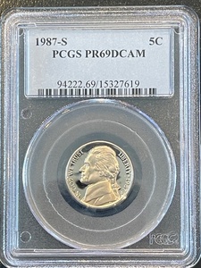 lot 55 image: 1987-S Jefferson Nickel Proof PCGS PR69 Deep Cameo