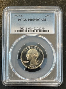 lot 58 image: 1977-S Washington Quarter Proof PCGS PR69 Deep Cameo