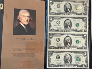 lot 64 image: Uncut Sheet of $2 Dollar Bills