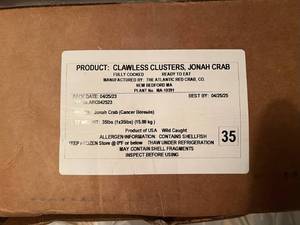 C. 35lbs-Fully Cooked Clawless Clusters, Jonah Crab