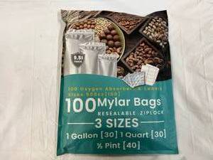 100 Mylar Bags(3 sizes), Oxygen Absorbers & Labels