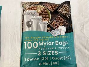 100 Mylar Bags(3 sizes), Oxygen Absorbers & Labels
