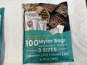 100 Mylar Bags(3 sizes), Oxygen Absorbers & Labels