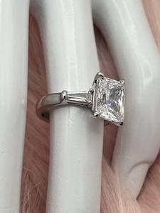 Gabriel and Co. 18K White Gold Side Stone Engagement Ring (Synthetic Center) with Two (2) Baguette F-G VS2 Diamond(s) totaling 0.5 ct. ($10,890 Appraised Value)