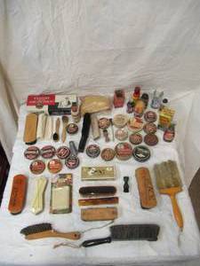 lot 56 image: Vintage Lot of Shoe Polish and Shoe Shine Brushes