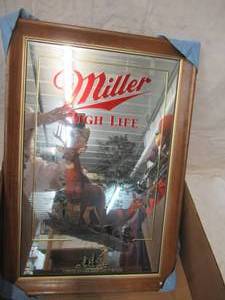 lot 59 image: Vintage Miller Life Beer Mirror. White Tail Deer. Wild Life Series. Never used in original box.