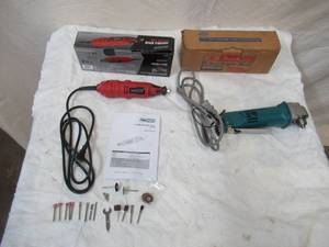 lot 83 image: Lot of 2 Tools Rotary Tool & Mikita Angled Drill in original boxes