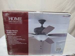 lot 106 image: New Home Decorators Ceiling Fan In unopened box.
