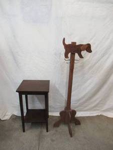 lot 131 image: Vintage Furniture pieces Childs Coat Tree and small End Table