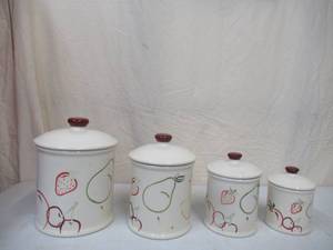lot 156 image: Set of 4 Kitchen Ceramic Storage Canisters with Lids