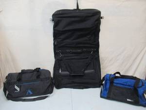 lot 177 image: Lot of 3 pieces of Luggage 2 Duffle Bags and 1 Garment Hanging Bag