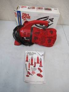 lot 183 image: Dirt Devil Handheld Vacuum Cleaner with accessories in box and instructions.