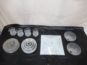 lot 191 image: Vintage Lot of Various Glass Light Shades and Sconces. Some ceiling mount.