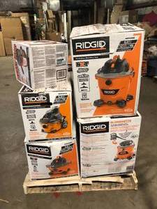 Pallets with Assorted Rigid Shop Vacuums various models and conditions Costumer returns
