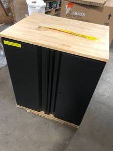 Husky Heavy Duty Welded 20-Gauge Steel 2-Door Garage Base Cabinet in Black (28 in. W x 32 in. H x 21.5 in. D) Customer Returns See Pictures