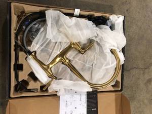 KOHLER Edalyn By Studio McGee Double-Handle 2-Hole Bridge Kitchen Faucet With Side Sprayer in Vibrant Brushed Moderne Brass