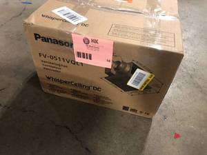 Panasonic WhisperCeiling DC fan with LED lights, Pick-A-Flow Speed Selector 50, 80 or 110 CFM and Flex-Z Fast install bracket.