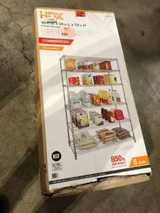 HDX 6-Tier Commercial Grade Heavy Duty Steel Wire Shelving Unit in Chrome (48 in. W x 72 in. H x 24 in. D) Customer Returns See Pictures