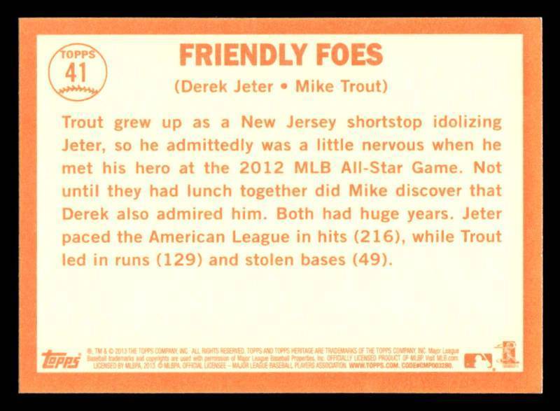 2013 Topps Heritage Friendly Foes Mike Trout & Derek Jeter #41