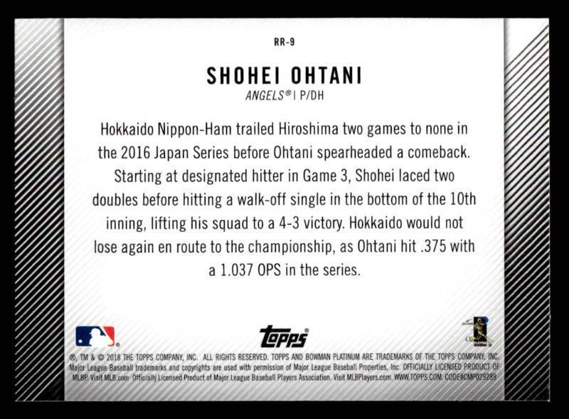2018 Bowman Patinum Revelations Shohei Ohtani Rookie #9