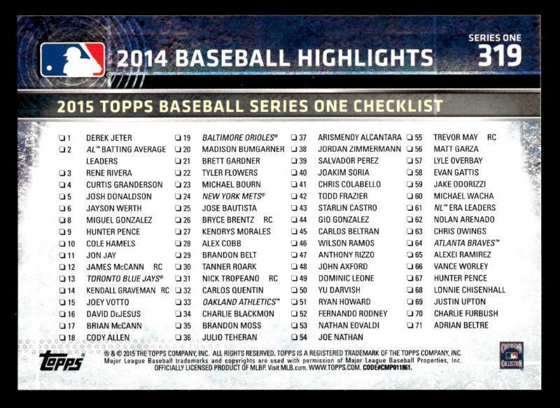 2015 Topps Derek Jeter Last Game at Yankee Stadium #319