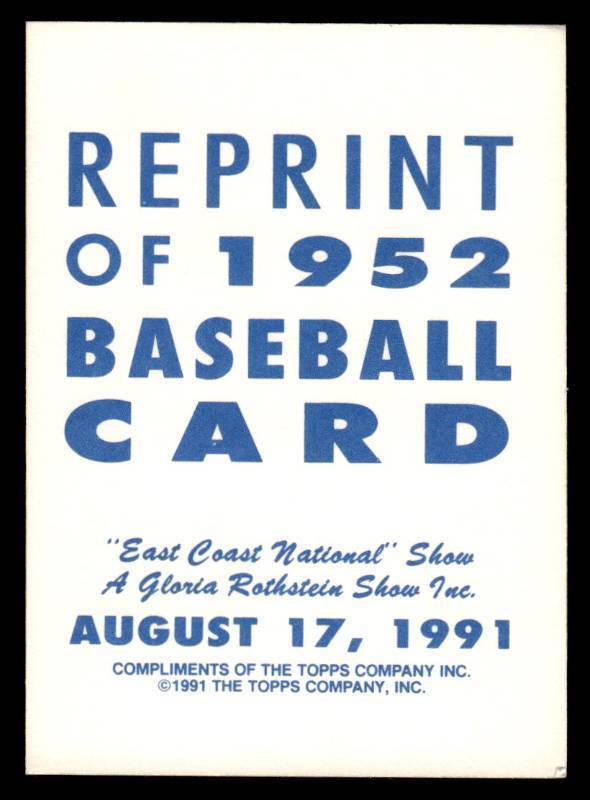 1991 Topps East Cost National 1952 Topps Mickey Mantle Rookie Reprint