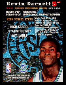 1995 Stadium Club Kevin Garnett Rookie Card #343