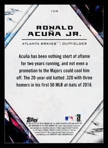 2018 Topps Fire Ronald Acuna Jr. Rookie Card #109