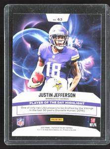 2020 Panini POD Rainbow Foil Justin Jefferson Rookie Card #63