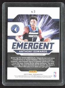 2020 Prizm Emergent Anthony Edwards Rookie Card #3