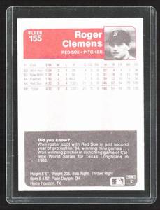 1985 Fleer Roger Clemens Rookie Card #155